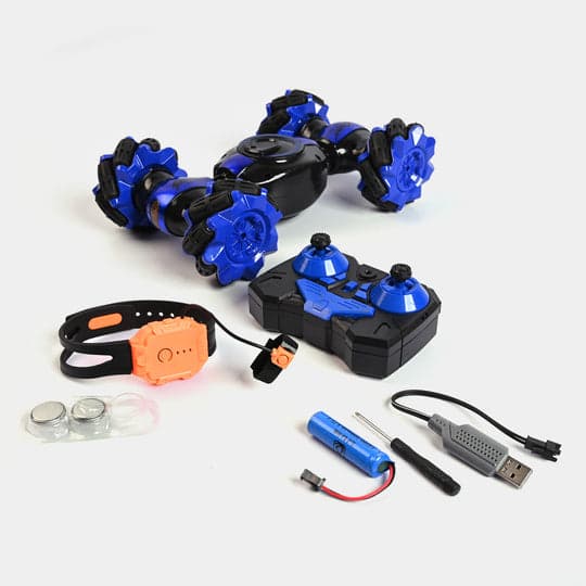 Remote Control Stunt Car with Hand Sensor & light / music | blue